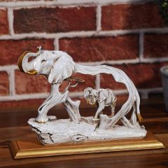 Feng Sui Vastu Elephant with Baby Trunk Up (8 x 4 x 11 Inches)