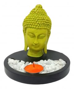 Paras Magic wood Tea Light With Resin Budhha Ji (6x6x6 inch)